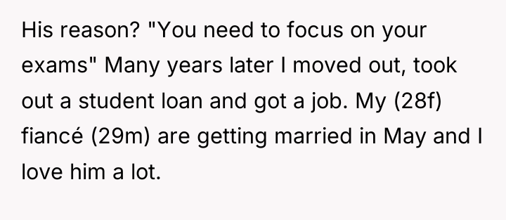 His reason? "You need to focus on your exams" Many...
