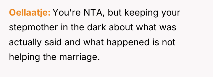 Oellaatje You're NTA, but keeping your stepmother in the dark...