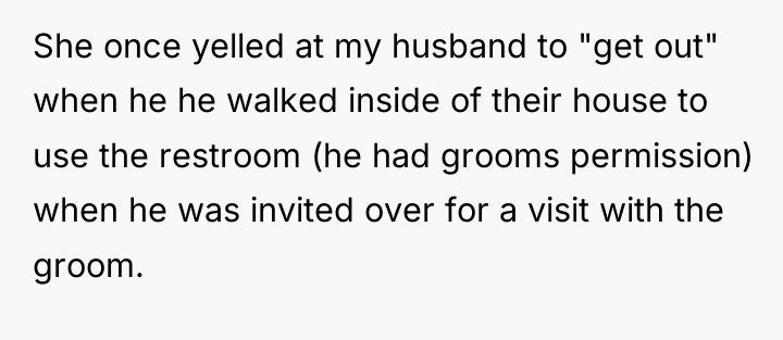 She once yelled at my husband to "get out" when...