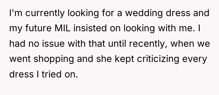 I'm currently looking for a wedding dress and my future...