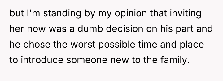 but I'm standing by my opinion that inviting her now...