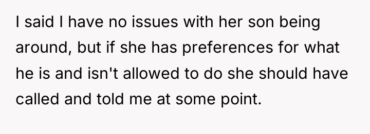 I said I have no issues with her son being...