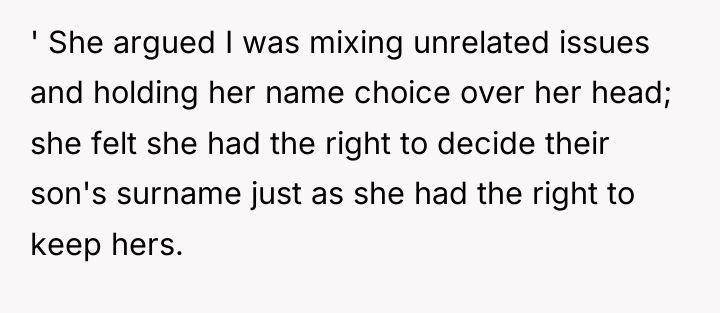 ' She argued I was mixing unrelated issues and holding...