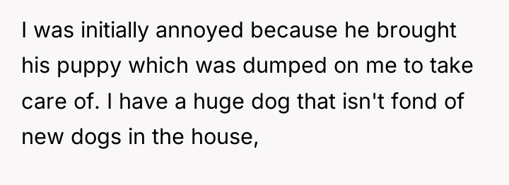 I was initially annoyed because he brought his puppy which...