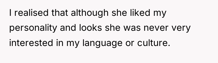 I realised that although she liked my personality and looks...