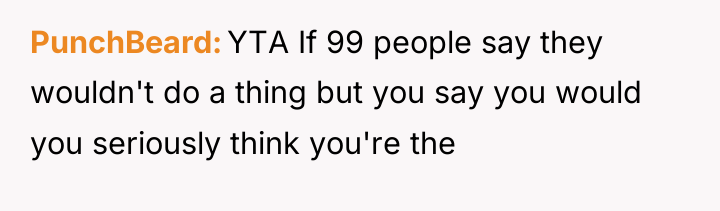 PunchBeard YTA If 99 people say they wouldn't do a...