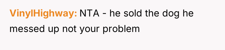 VinylHighway NTA - he sold the dog he messed up...