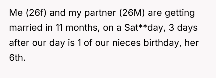 Me (26f) and my partner (26M) are getting married in...