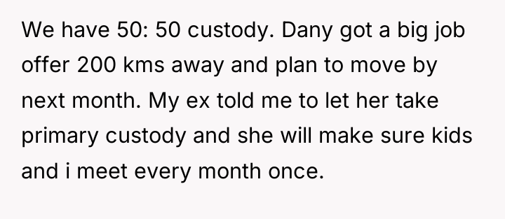 We have 50: 50 custody. Dany got a big job...