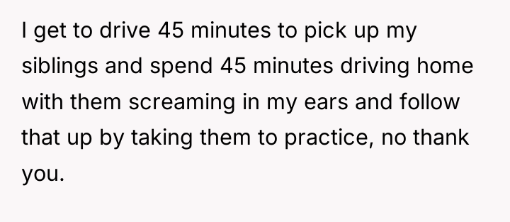 I get to drive 45 minutes to pick up my...