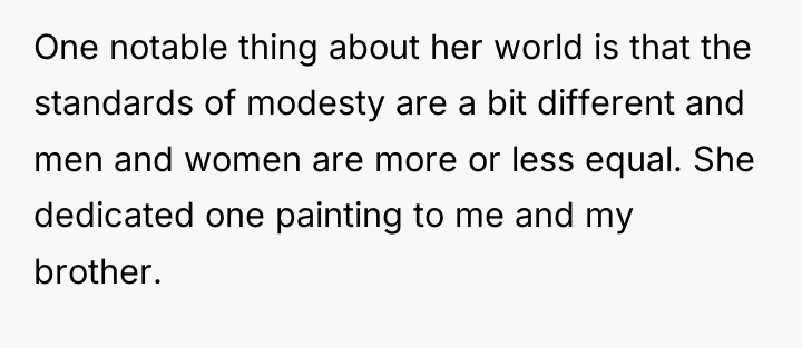 One notable thing about her world is that the standards...