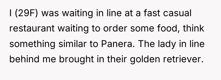 I (29F) was waiting in line at a fast casual...