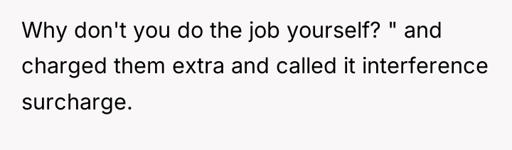 Why don't you do the job yourself? " and charged...