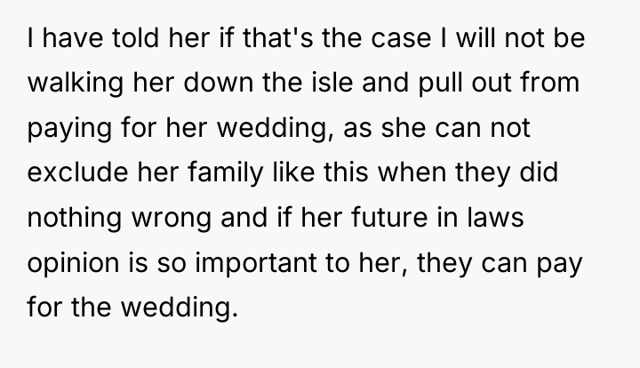 I have told her if that's the case I will...