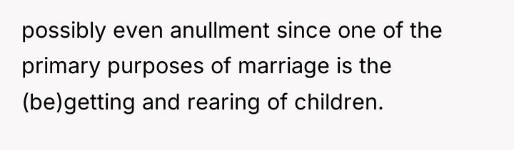 possibly even anullment since one of the primary purposes of...