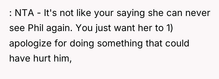 : NTA - It's not like your saying she can...