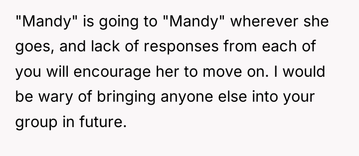 "Mandy" is going to "Mandy" wherever she goes, and lack...