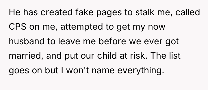 He has created fake pages to stalk me, called CPS...