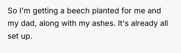 So I'm getting a beech planted for me and my...
