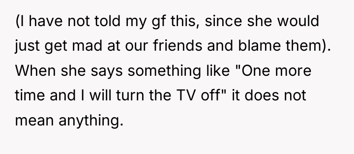 (I have not told my gf this, since she would...