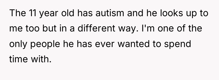 The 11 year old has autism and he looks up...