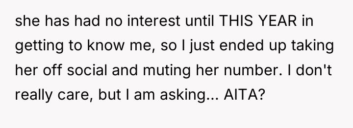 she has had no interest until THIS YEAR in getting...