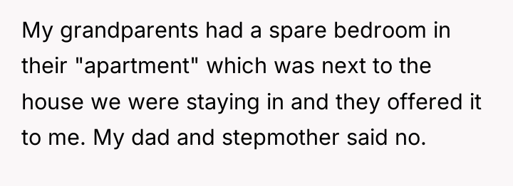 My grandparents had a spare bedroom in their "apartment" which...