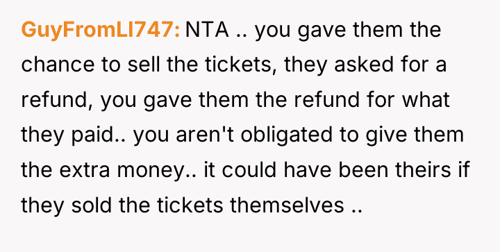 GuyFromLI747 NTA .. you gave them the chance to sell...