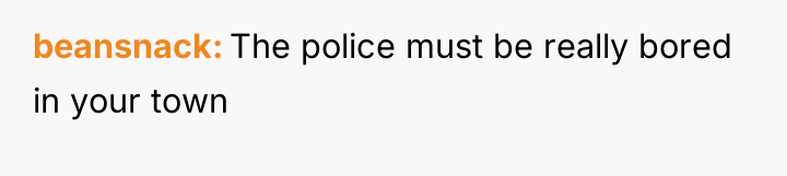 beansnack The police must be really bored in your town