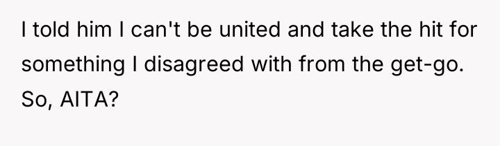 I told him I can't be united and take the...
