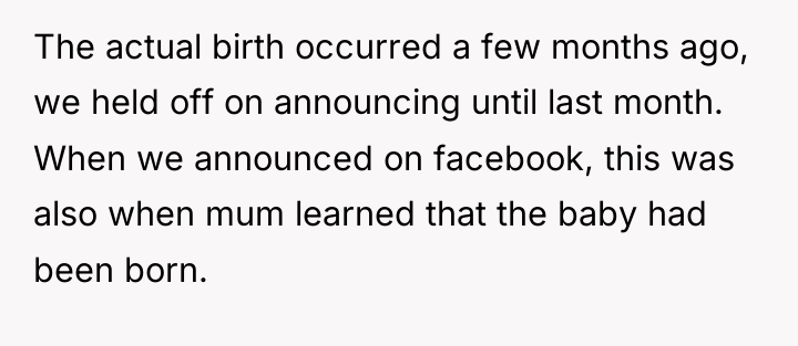 The actual birth occurred a few months ago, we held...
