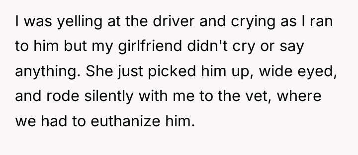 I was yelling at the driver and crying as I...