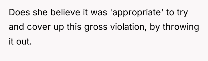 Does she believe it was 'appropriate' to try and cover...