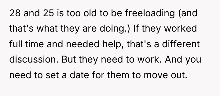 28 and 25 is too old to be freeloading (and...