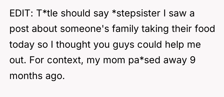 EDIT: T*tle should say *stepsister I saw a post about...