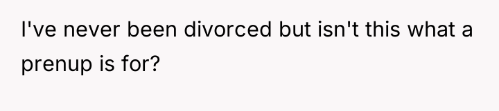 I've never been divorced but isn't this what a prenup...