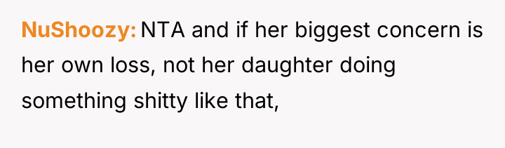 NuShoozy NTA and if her biggest concern is her own...