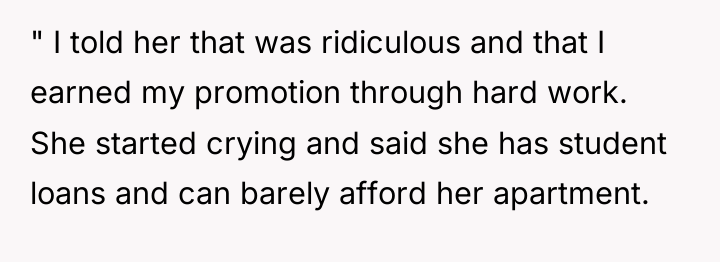 " I told her that was ridiculous and that I...
