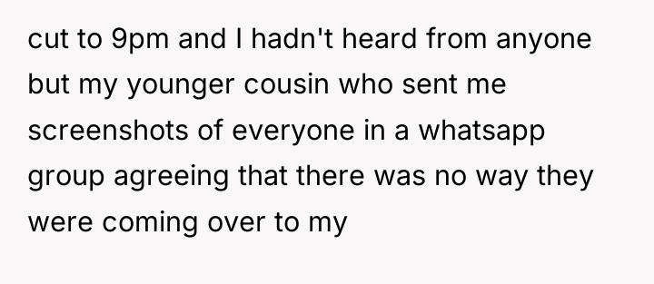 cut to 9pm and I hadn't heard from anyone but...