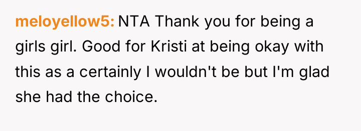 meloyellow5 NTA Thank you for being a girls girl. Good...
