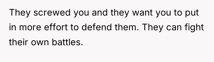 They screwed you and they want you to put in...
