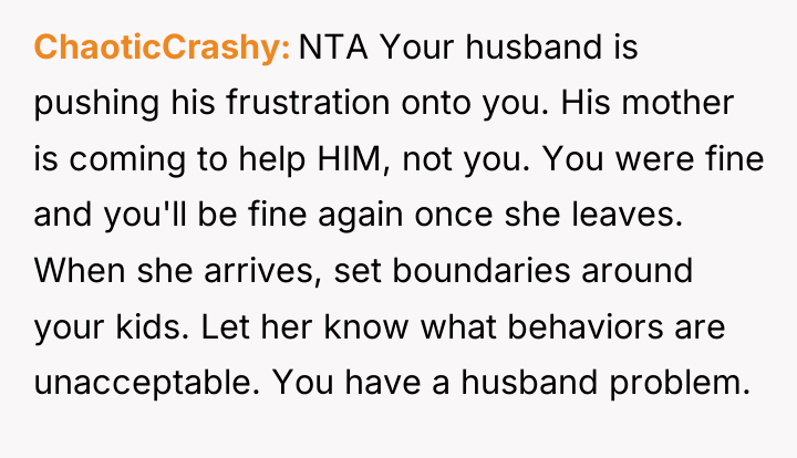 ChaoticCrashy NTA Your husband is pushing his frustration onto you....