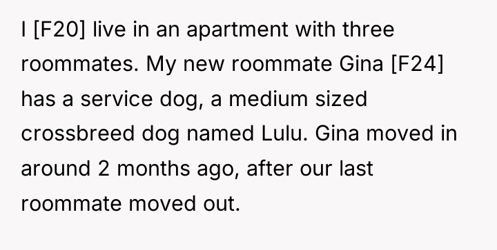I [F20] live in an apartment with three roommates. My...