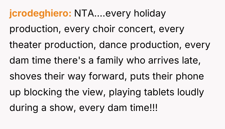 jcrodeghiero NTA....every holiday production, every choir concert, every theater production,...