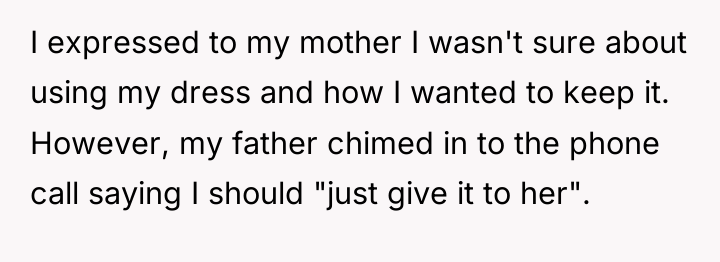 I expressed to my mother I wasn't sure about using...