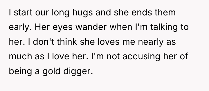 I start our long hugs and she ends them early....