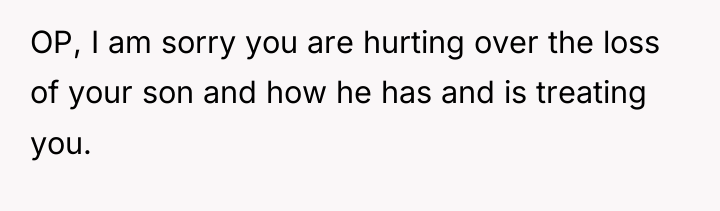 OP, I am sorry you are hurting over the loss...