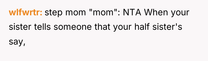 wlfwrtr step mom "mom": NTA When your sister tells someone...