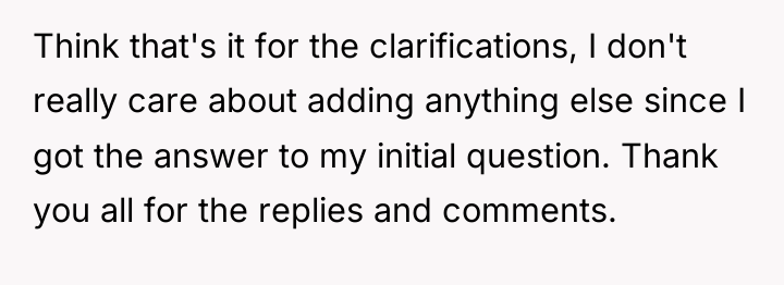 Think that's it for the clarifications, I don't really care...