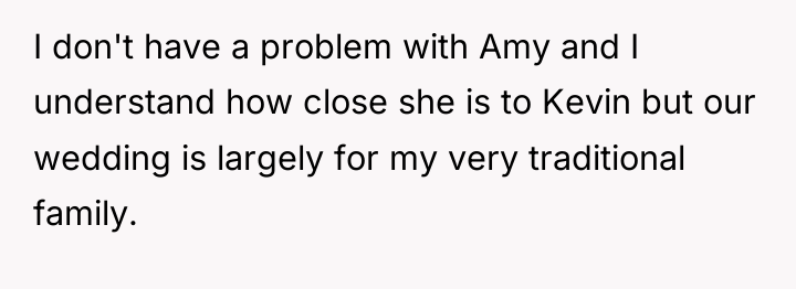 I don't have a problem with Amy and I understand...